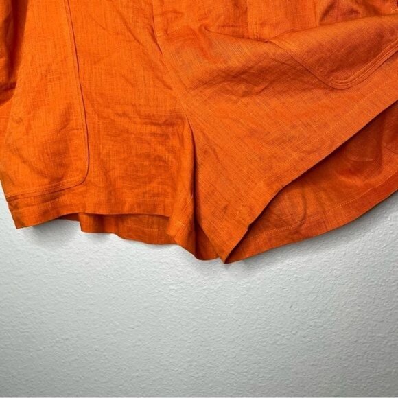 Eloquii Womens Orange Linen-Blend High Waisted Casual Shorts Plus Size 22 - Picture 5 of 14
